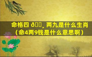 命格四 🕸 两九是什么生肖（命4两9钱是什么意思啊）